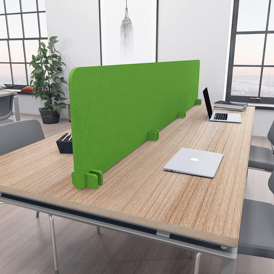 Freestanding Acoustic Desk Divider with Mount | Eco-Friendly Privacy Screen Panel | Noise Reducing Desk Partition | Tackboard Option & Easy to Install | Made from Recycled Plastic |White - 18" X 71"