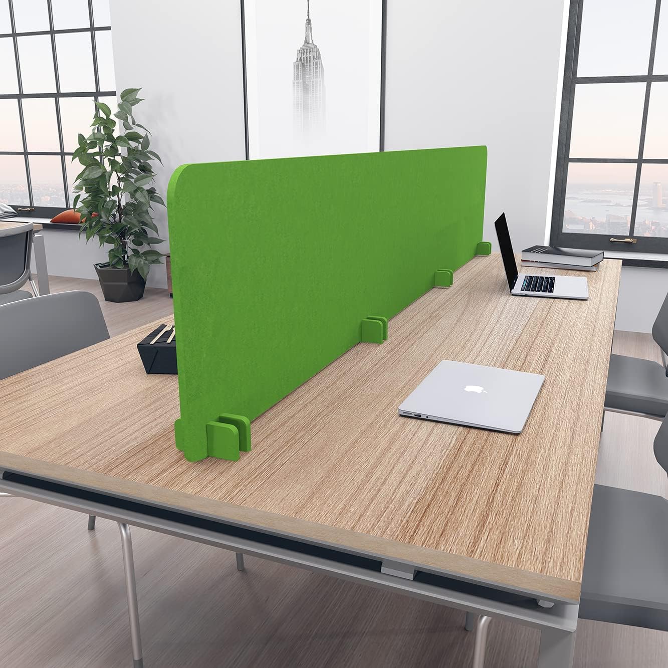 Freestanding Acoustic Desk Divider with Mount | Eco-Friendly Privacy Screen Panel | Noise Reducing Desk Partition | Tackboard Option & Easy to Install | Made from Recycled Plastic | Emerald Green -