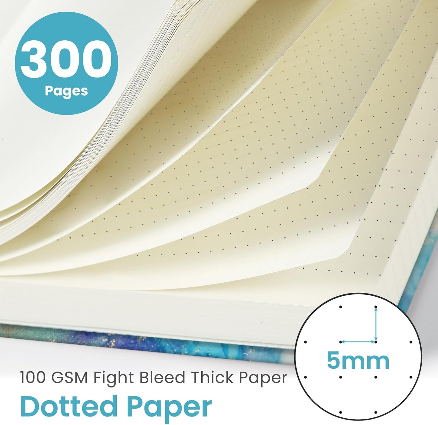 Spiral Dotted Notebook Journal for Work, 300 Pages, Thick B5 (7.1"x10") Bullet Dotted Journal for Women & Writing, Hardcover Notebook for Note Taking, Perfect for Work School Note Taking Business, Color Splash