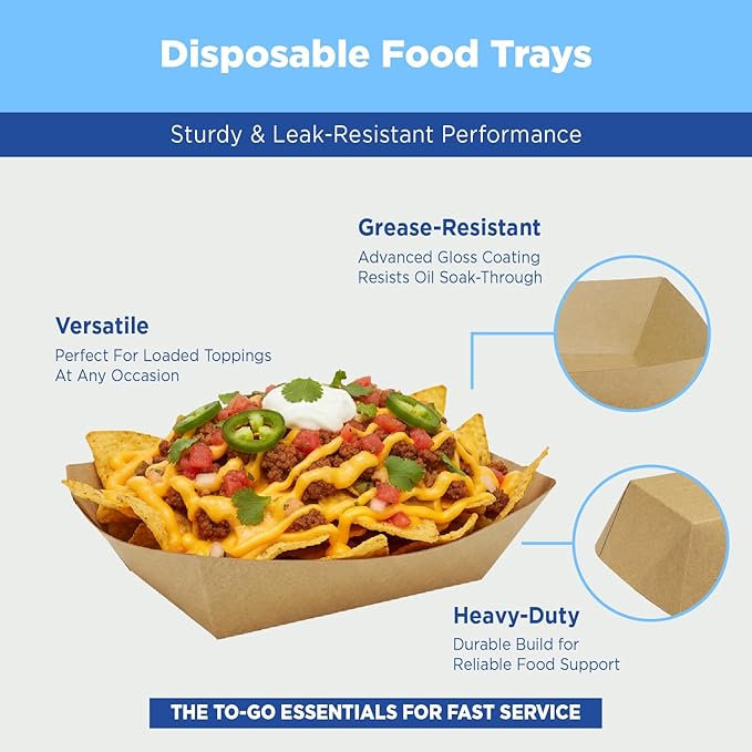 Karat FP-FT250K Kraft Paper Food Serving Tray, 2.5lb Capacity, - Image 4