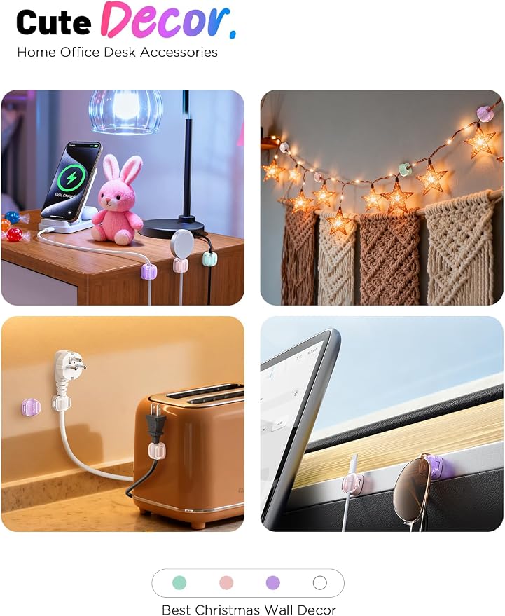 8 Pack Cable Clips, Cord Organizer Cute Spring Cord Holder - Image 7