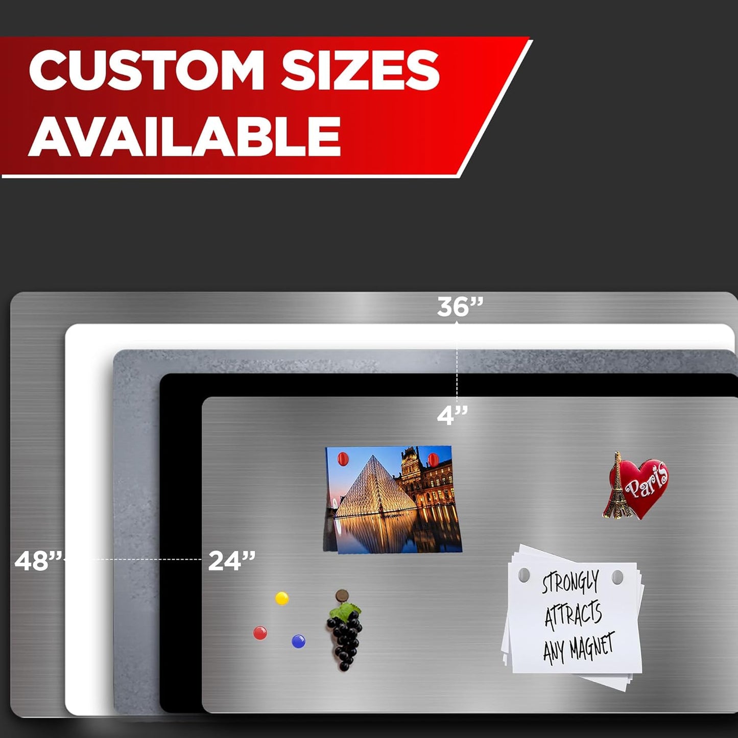 Diamond Life Magnetic Board - Memo & Vision Board for Home, Office, and Classroom - Magnet Board for Kids - Pre-drilled Mounting Screws Included (Silver 16"x24")