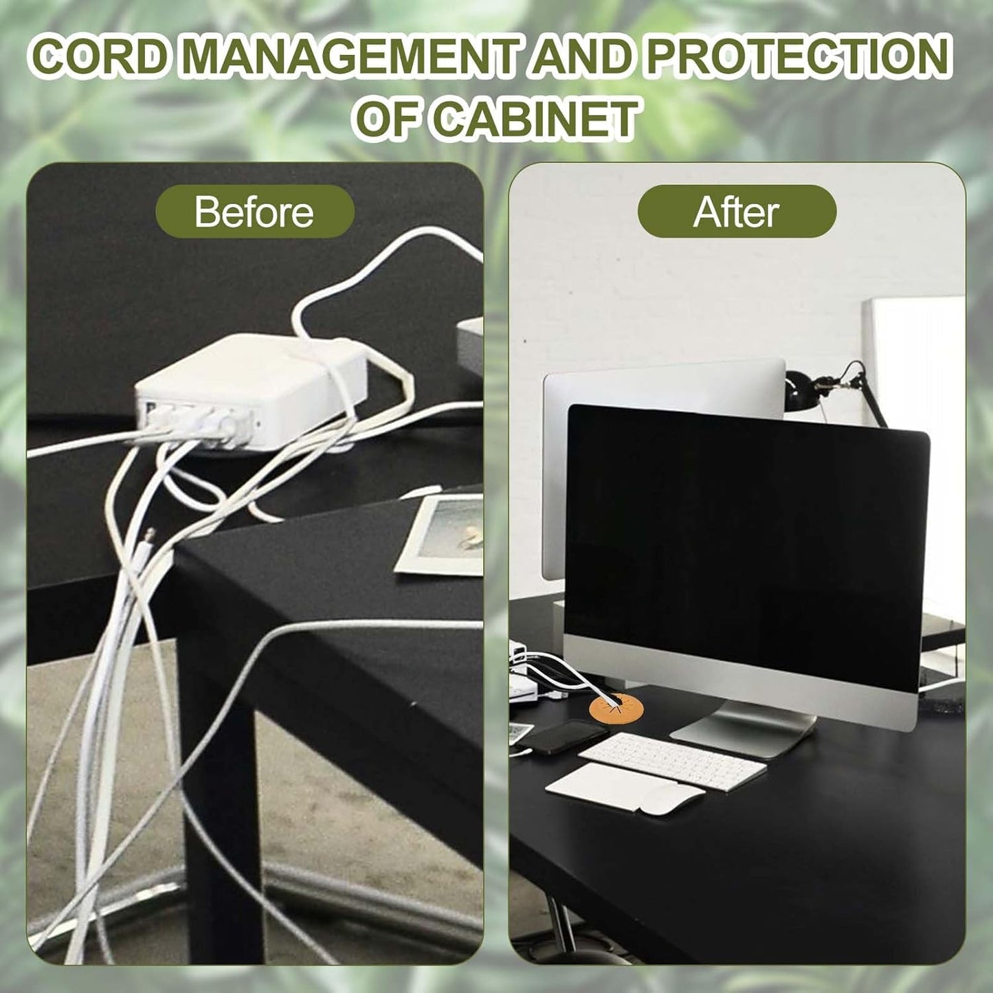 PATIKIL Desk Grommet 2-1/16", 8 Pcs Round Cable Grommet Cord Hole Cover with Adhesive Tape Flexible Table Wire Organizer for Office Home Table Countertop, Light Gray