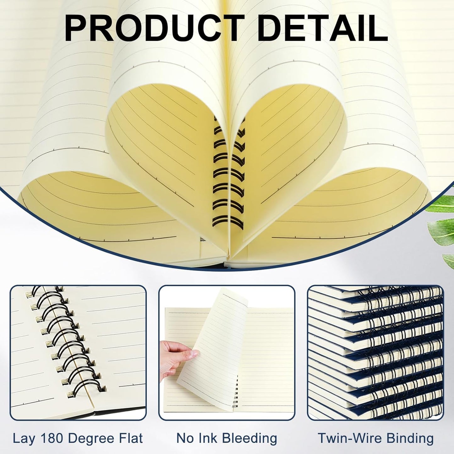 Yahenda Spiral Notebook Bulk A5 Journal Lined 8.3'' x 5.5'' Writing Composition Paper Small Notepad Subject Notebook for Students Office Business Back to School Supplies(Deep Blue,180 Pcs)