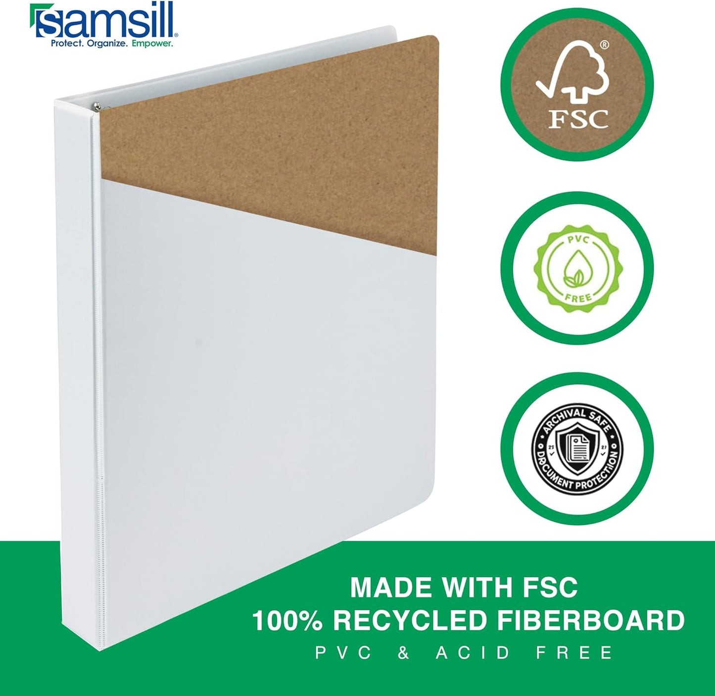 Samsill 3 Inch 3 Ring Binders, Made in USA, Economy Round Ring, Clear View Cover, 550 Sheet Capacity - for School, Home, Office - White, 4 Pack