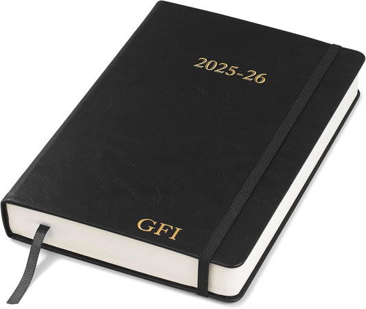 Wykeham's Executive 2025-26 Daily Journal Planner – Mid-Year Academic Diary (Personalized Black, 8.5"×5.5")