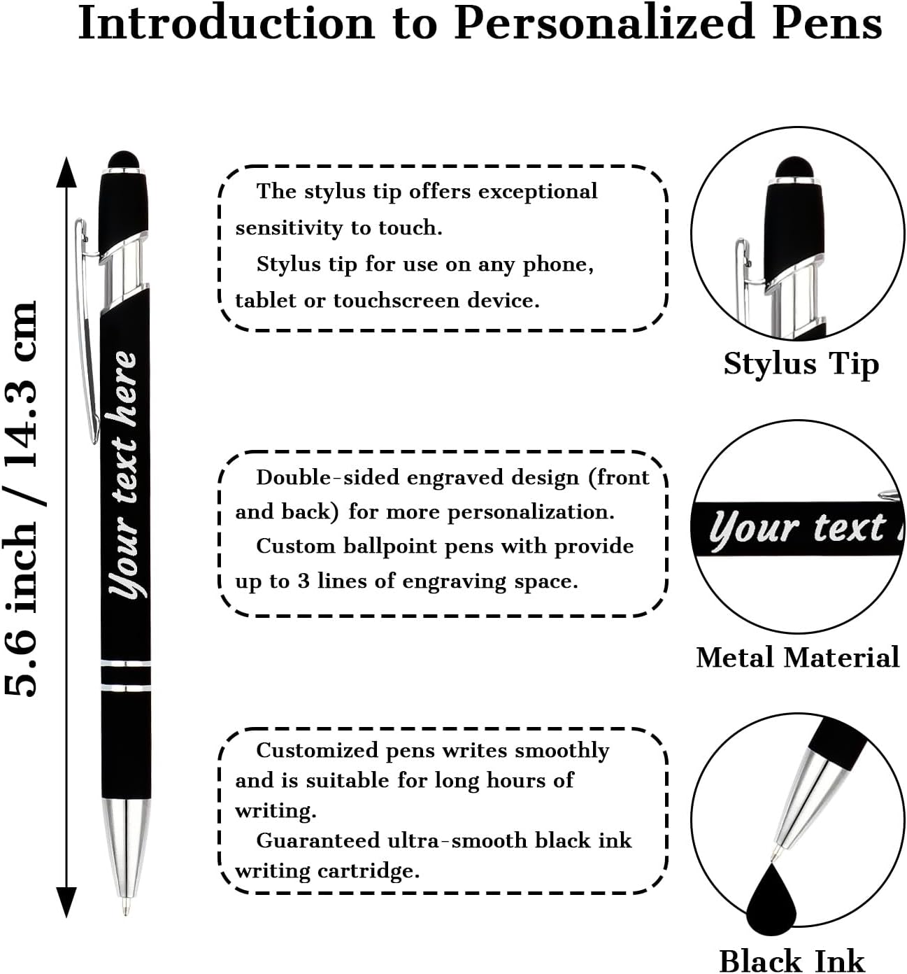 Personalized Pens with Name Logo or Message, Up to 1200 pcs Bulk Custom Metal Ballpoint Pen with Black Ink Customized Gift for Business, Graduation and Promotions (Orange)