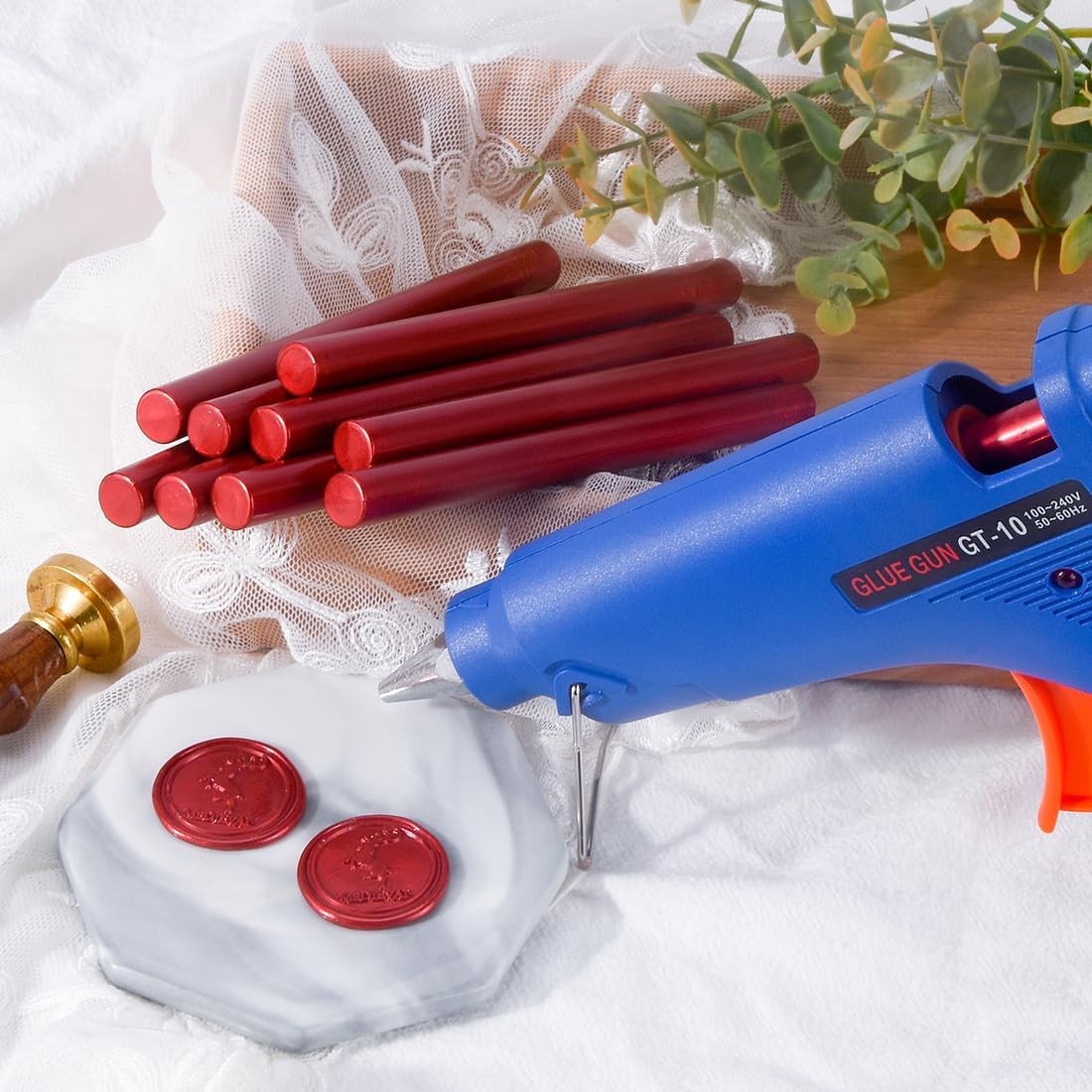 Wax Seal Kit with Sealing Wax Gun & 10pcs Blood Red Wax Sticks – for Wedding Invitations, Envelopes, Gift Wrapping, Letters, DIY Crafts Sealing Decor