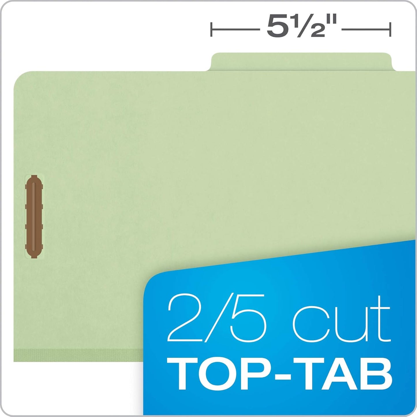 Pendaflex Recycled Classification File Folders, 1 Divider, 2" Embedded Fasteners, 2/5 Tab Cut, Legal Size, Light Green, Box of 10 (28776R)