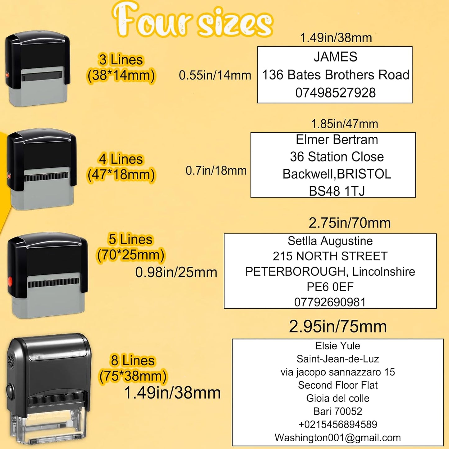 Personalized Stamp Custom Self-Inking Rubber Stamps for Business Customized Return Address with Name Date Up to 4 Lines-47x18mm