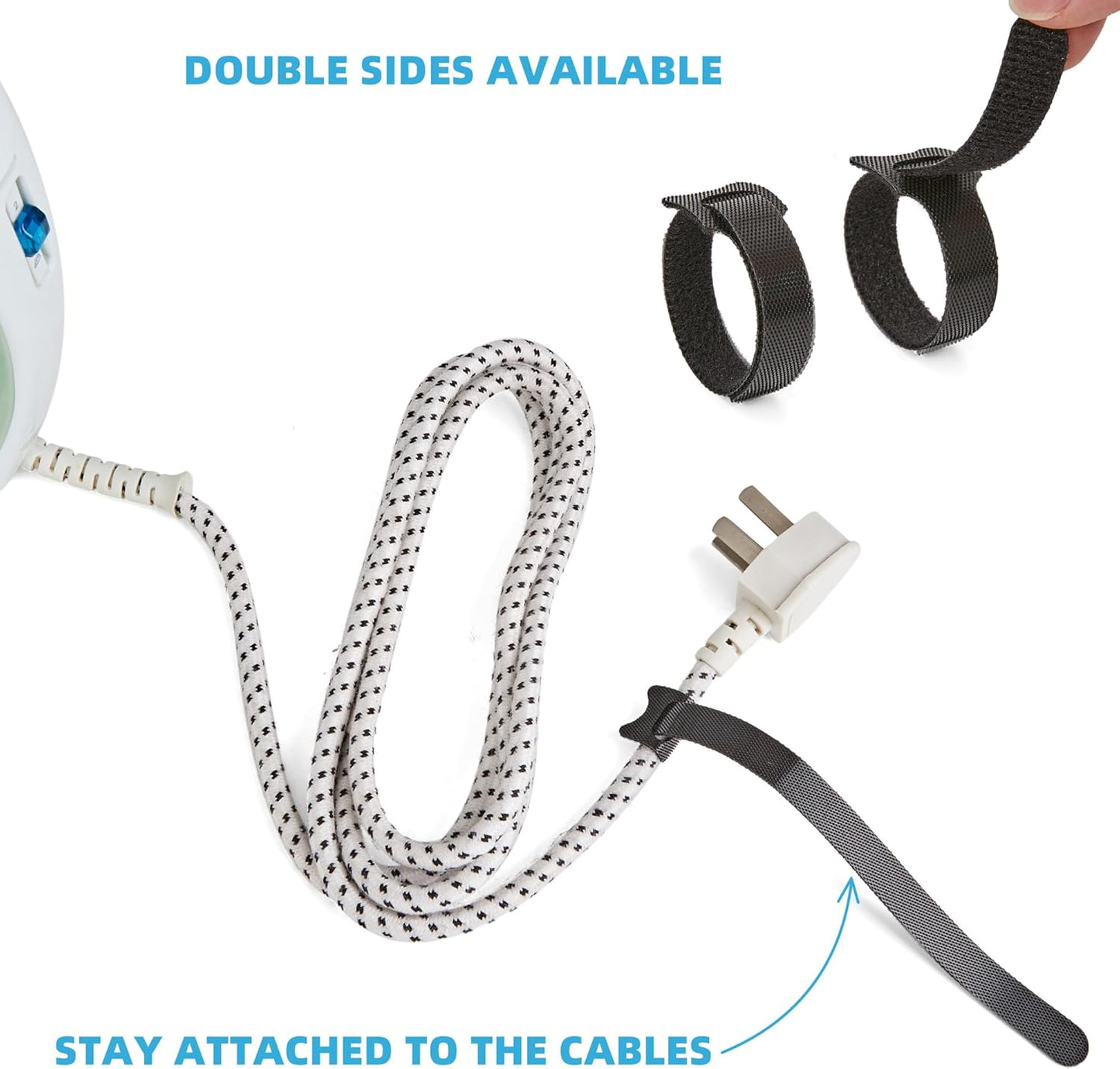 150 PCS Fastening Cable Ties Reusable, Multi-purpose 8 in Cable Management Ties with Hook and Loop, Adjustable Cord Ties for Organizing Home, Office and Data Centers, 5 Colors