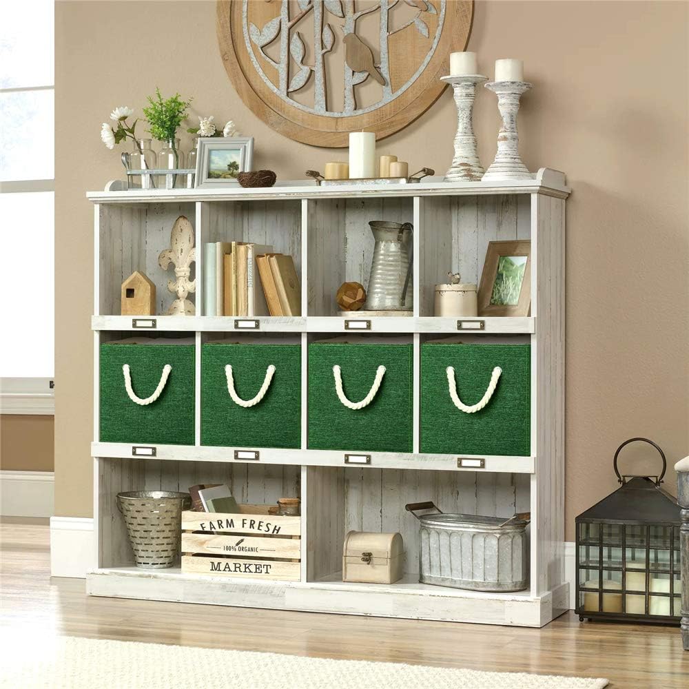 Green Foldable Fabric Cube Storage Bins Cube Storage Organizer Bins Storage Cubes Basket Drawers Organizer Decroative Storage Box Fabric Storage Cubes Baskets for Organizing Closet Shelves ,Q-ST-51-4