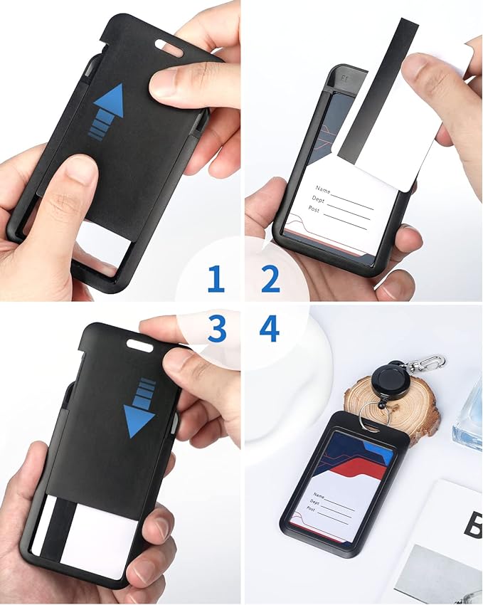 Uniclife 1 Pack Sliding ID Badge Holder Hard Black Vertical Plastic Card Case - Image 6