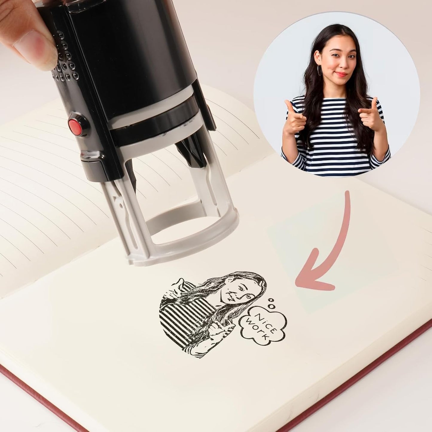 Custom Stamps for Business | Custom Logo Stamp | Personalized Self Inking Stamp Customized Business Logo Text Rubber Stamper, 4 Sizes/5 Color Options (1.2-inch)