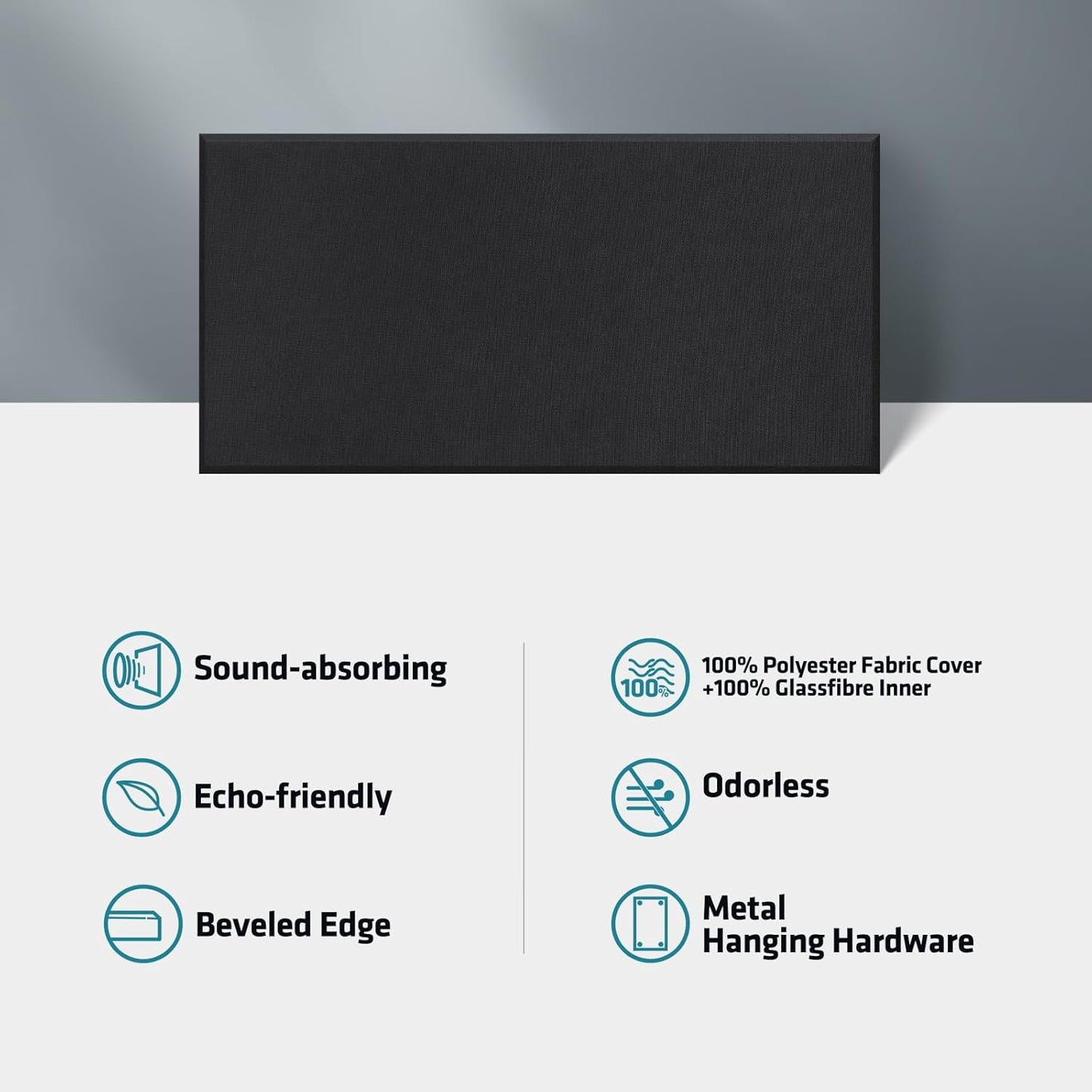 2” Thick Acoustic Panels with Hanging Hardware, 2 PCS 47.2” x 23.6” Fiberglass Sound Absorbing Panels for Home Theater Church Office Wall, Black