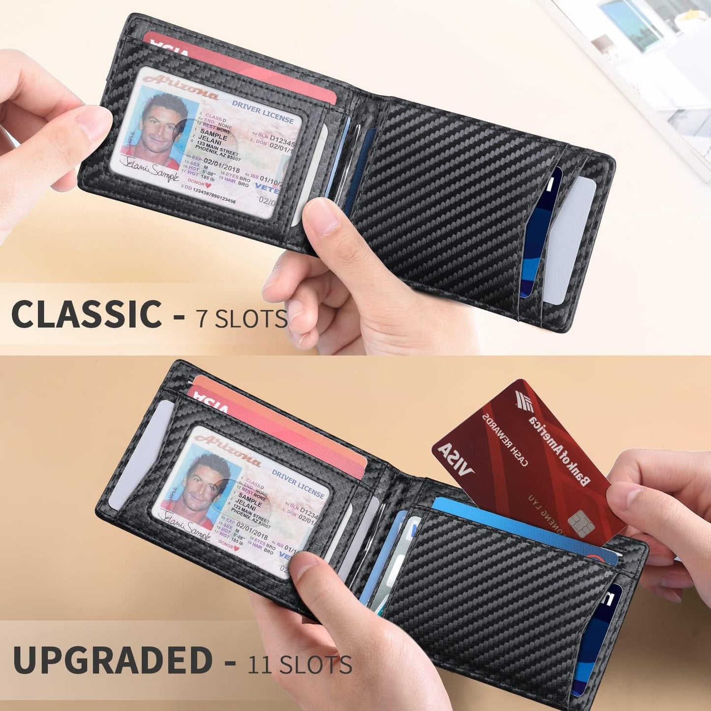 Genuine Leather Slim Wallet for Men RFID Blocking Bifold Minimalist Front Pocket Mens Wallet with Money Clip Thin Gift Box
