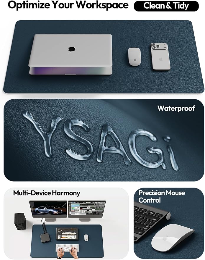 YSAGi Leather Desk Pad Protector, Office Desk Mat, Large Mouse Pad, Non-Slip PU - Image 9