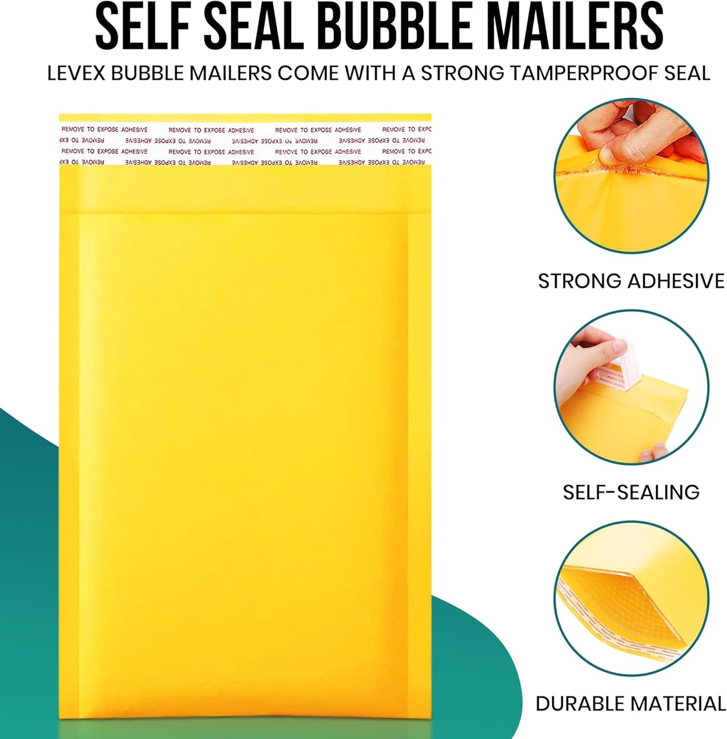 Levex - #1 7.25" x 12 [50 Pack) Kraft Bubble Mailers, Padded Envelope Mailers, Packing Envelope & Mailing Bags for Shipping
