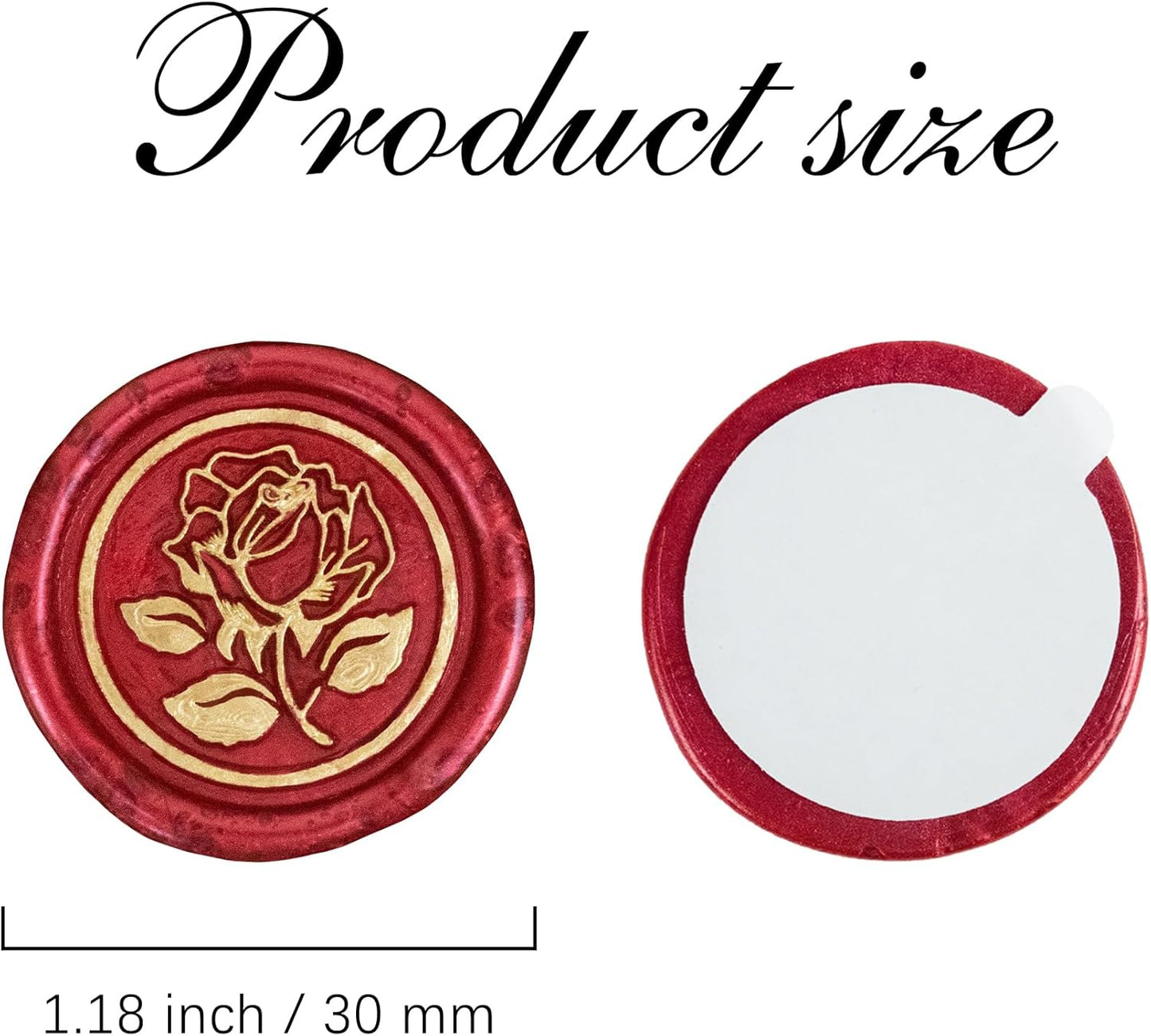 100Pcs Gold & Red Wax Seal Stickers - Handmade Envelope Seals, Self Adhesive Wax Stickers for Wedding Party Invitations, Envelope, Gift Wrap, Christmas (Gold Rose Style, Red)