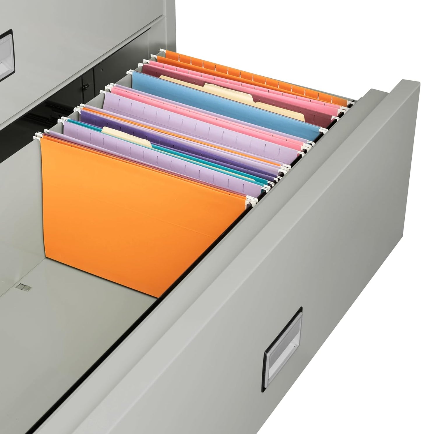 44 inch Wide 4-Drawer Lateral Fireproof File Cabinet – Legal and Letter Size Filing – Key Lock – Water Resistant – Fire Safe and Impact Rated – Light Gray Finish – Model LAT4W44LG