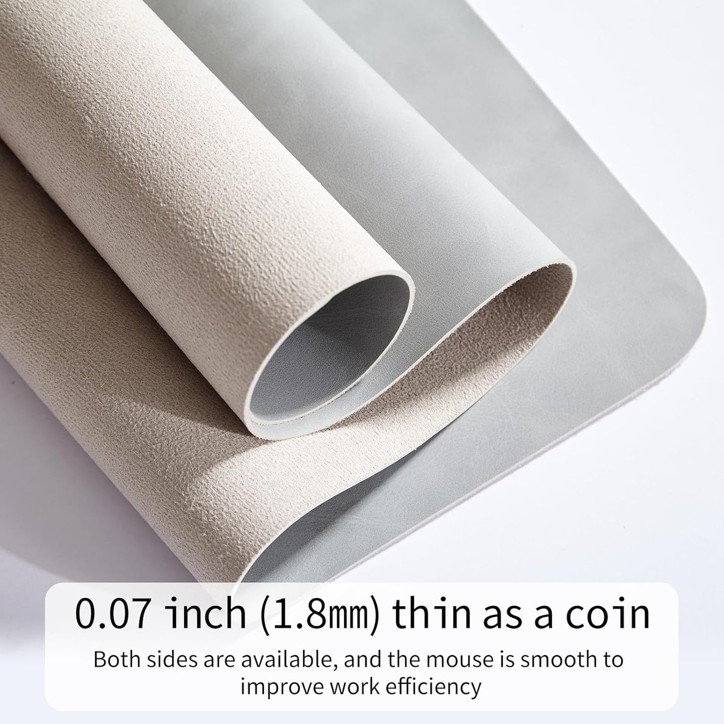 Crazy Horse Leather Desk Mat Large Mouse Pad Laptop Desk Pad Waterproof Non-Slip Table Blotter Desktop Writing Pad for Office and Home (Light Grey, 90x43cm)