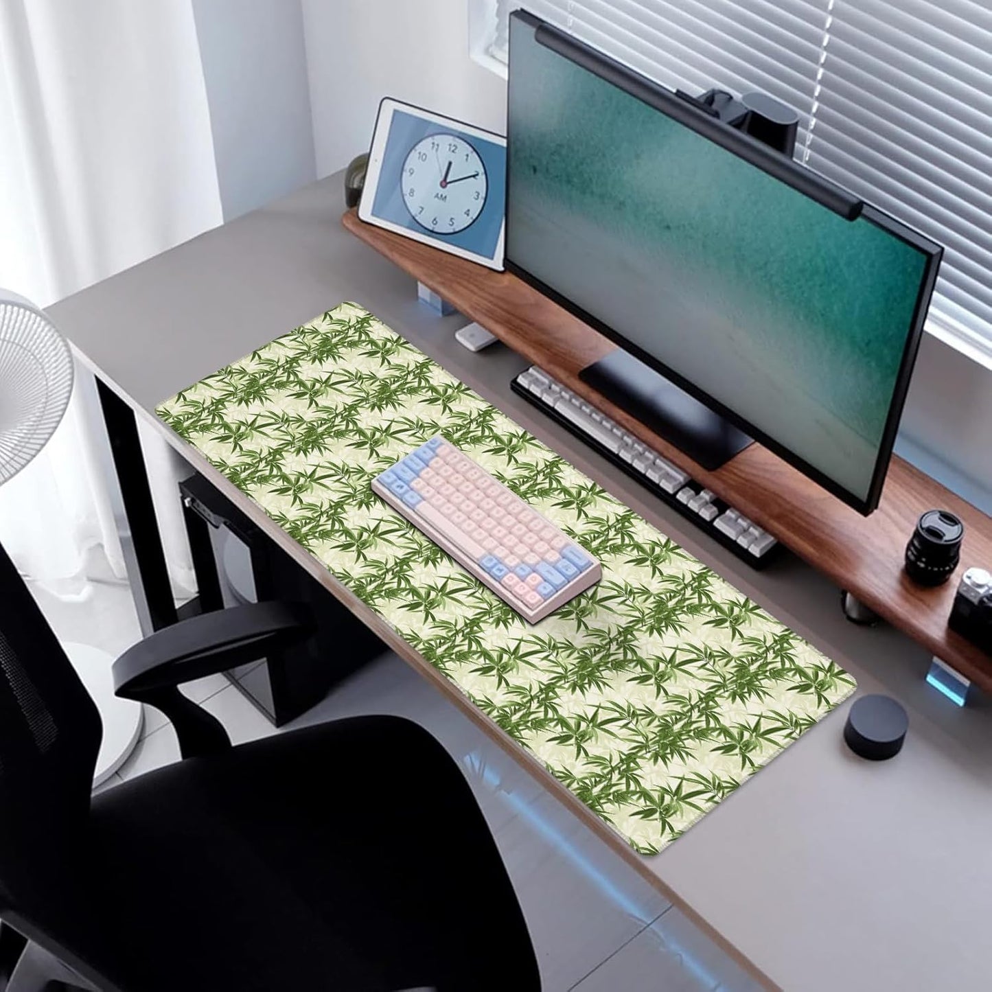 Bamboo Gaming Mouse Pad, Desk Mat, Non-Slip Rubber Base Cool Aesthetic MousePads for Computer Laptop Keyboard Office School Home Desktop Accessories Decor 31.5" x 11.8"