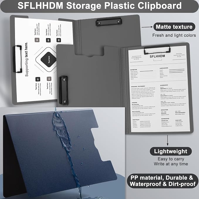 SFLHHDM 5 PCS Clipboard Foldable, 360°Cover Folder Plastic Clipboards - Image 4