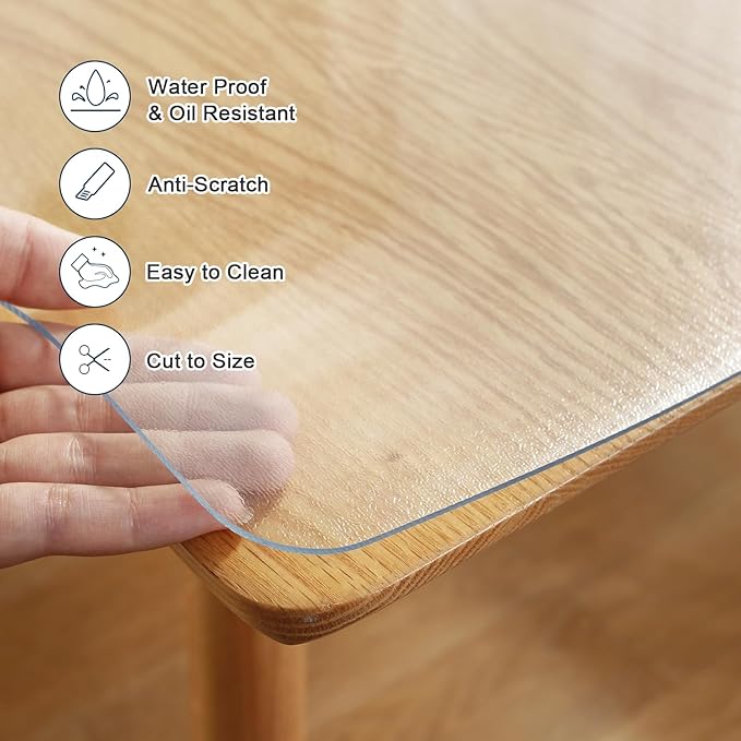 LovePads Frosted Table Cover Protector 44 x 84 Inch, 1.5mm Thick Plastic Table - Image 3
