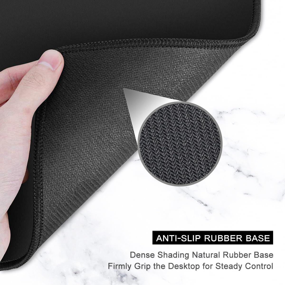 Auhoahsil Large Mouse Pad, XXL Gaming Mousepad, Desk Mat for Desktop, Thick Rubber, Big & Long Size, Stitched Edges, Full Desk Pad for Laptop & Computer, Extended 35.4 x 15.7 in, Gold Gray Marble