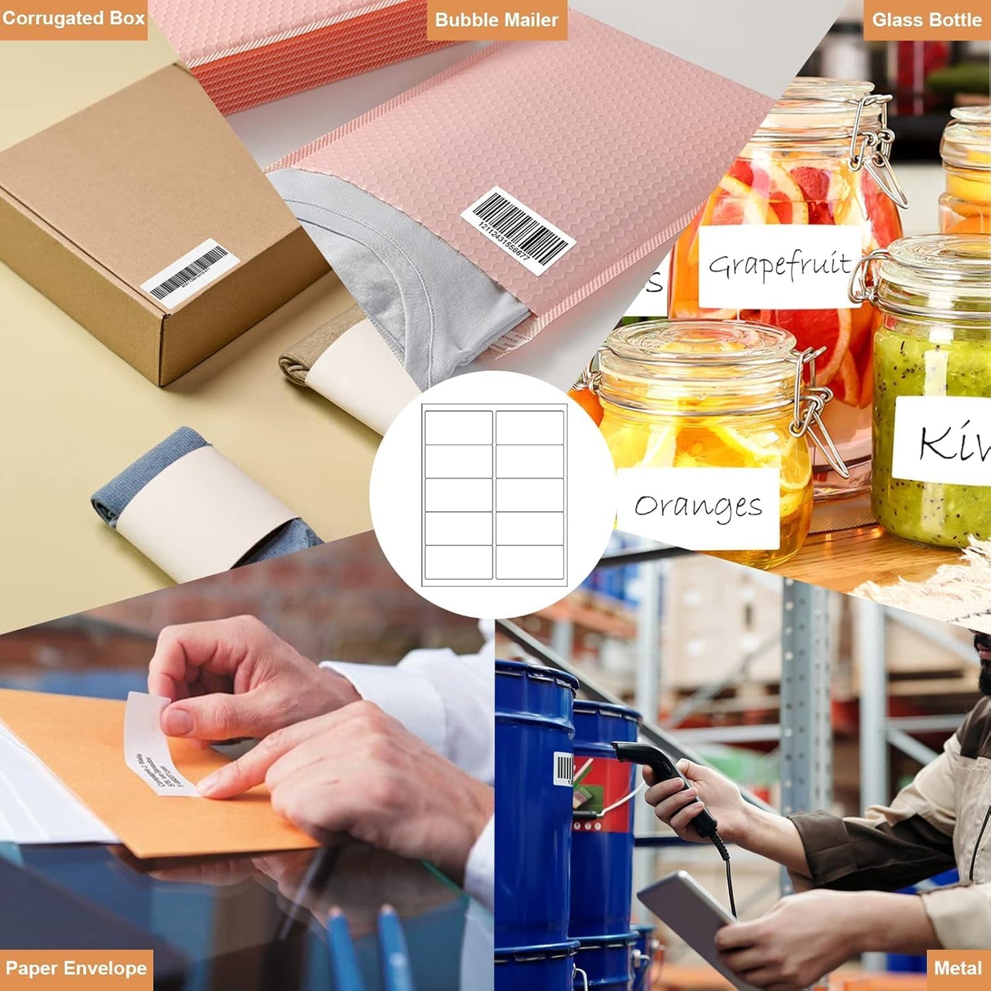 10up 30 Sheets Sticker Labels Compatible Laser/Ink Jet Shipping Labels, 2" X 4" Labels for Shipping/Mailing (300 Labels)