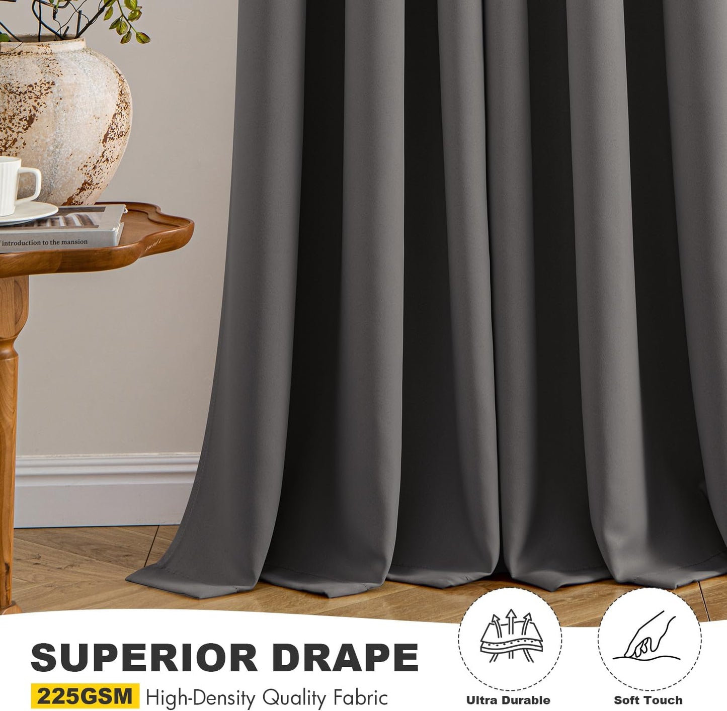 MIULEE Grey Blackout Curtains - Bedroom Window Treatment Curtains Thermal Insulated Room Darkening Drapes for Living Room Kitchen Grommet Top Light Blocking Drapery, 40 x 54 Inches Long, 2 Panels