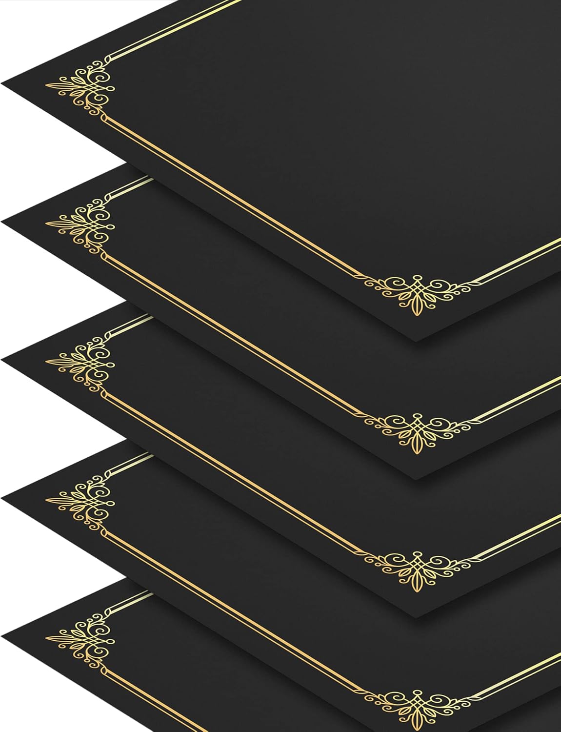 GNL Certificate Holders - 10 Packs Black Diploma Holders, Certificate Covers with Gold Foil Border, for Letter Size 8.5 x 11 Certificate Paper, Award, Graduation, Documents