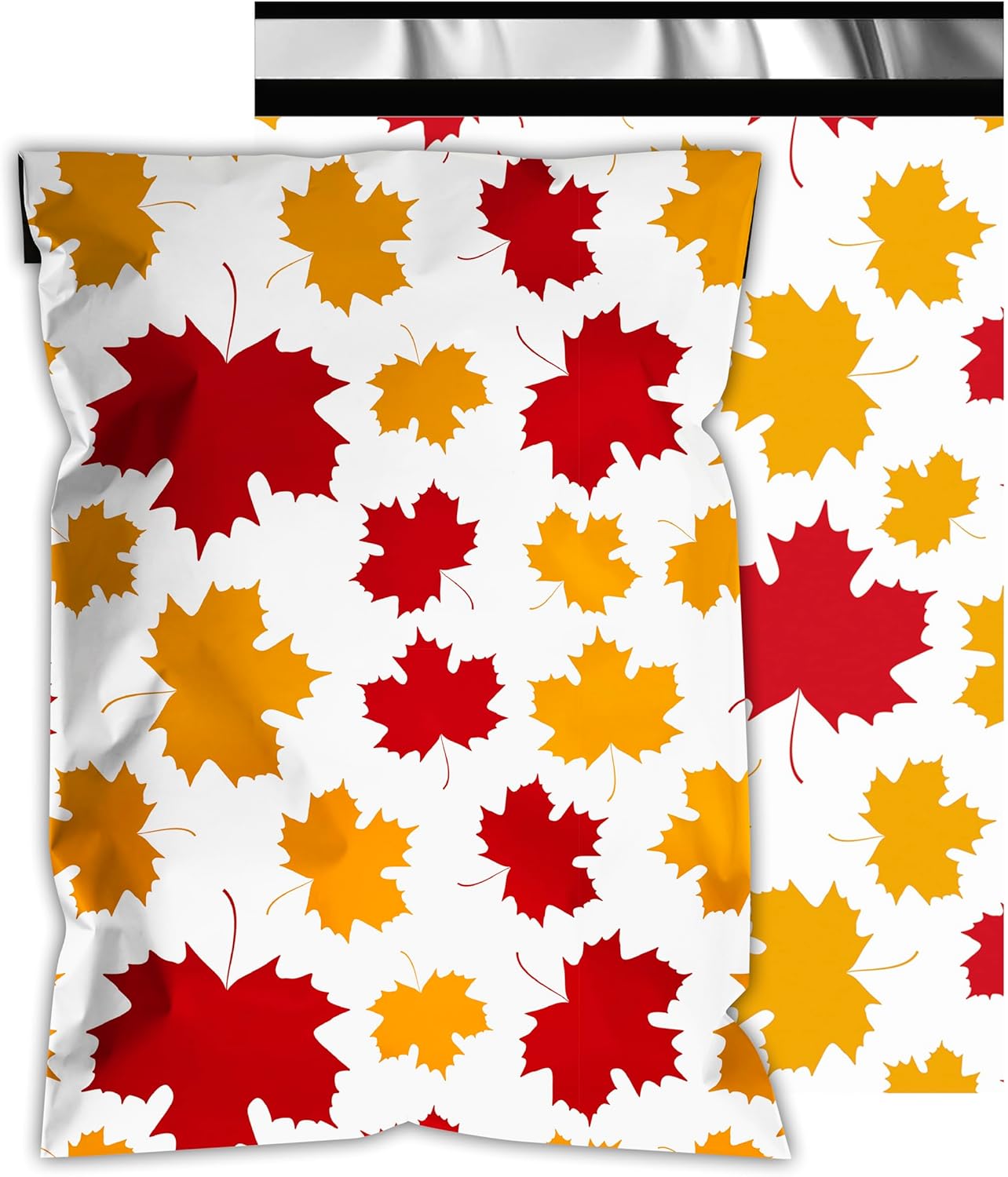 Poly Mailers 10x13 Inch 100 Pcs - Maple Leaf printed Shipping Bags, 2.4mil Thickness, Waterproof and Tear Resistant Mailing Envelopes, Self-Sealing Packaging Bags for Small Business