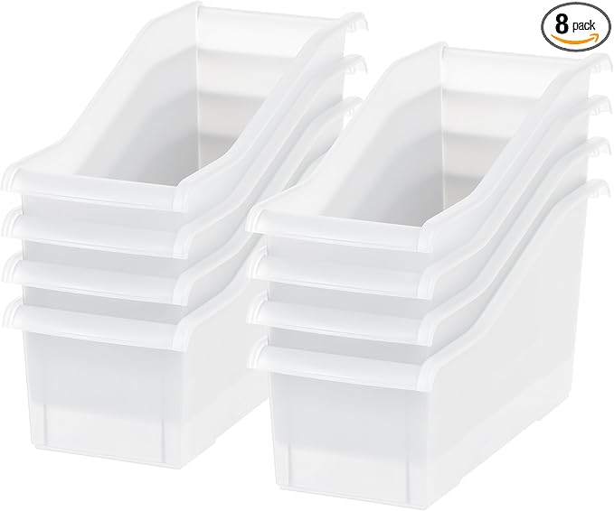 IRIS USA Plastic Book Bin Magazine Holder, Vertical Standing Connecting by IRISUSA