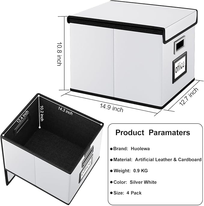 Portable Leather File Organizer Boxes - Image 5