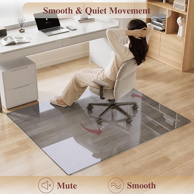 Tempered Glass Chair Mat for Carpet，30"x55" Office Mats for Rolling Chairs - Image 4