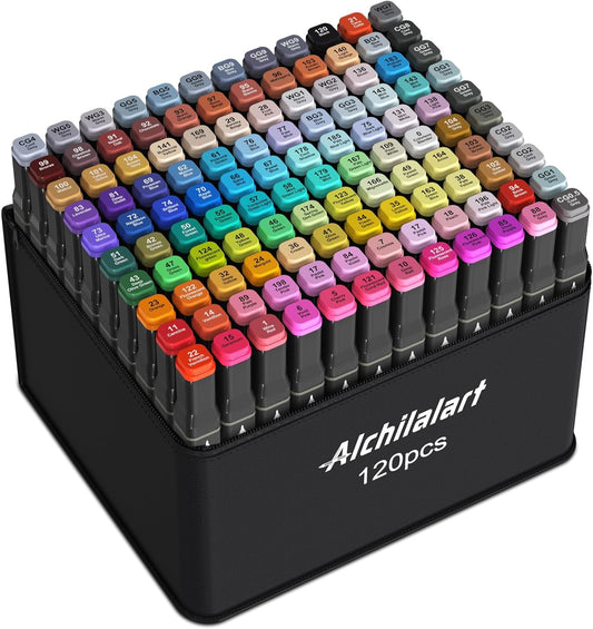 120-Colors Alcohol Based markers, Alcohol Markers Set, Dual Tip Alcohol Sketching Drawing Markers Animation for Adults Kids