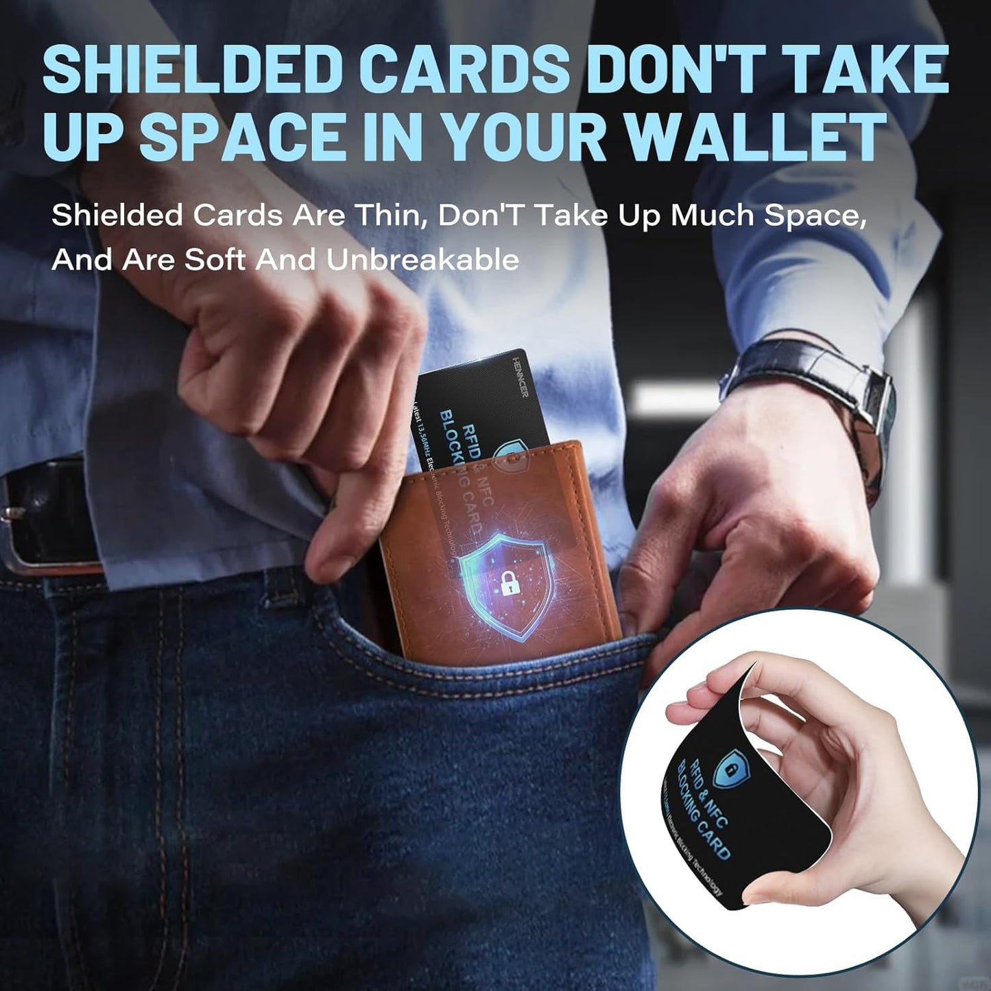 RFID Blocking Card, NFC Debit Credit Card Passport Protector, Entire Wallet Protection Blocker Set for Men & Women, Smart Slim Design Perfectly fits in Wallet and Purse (12)