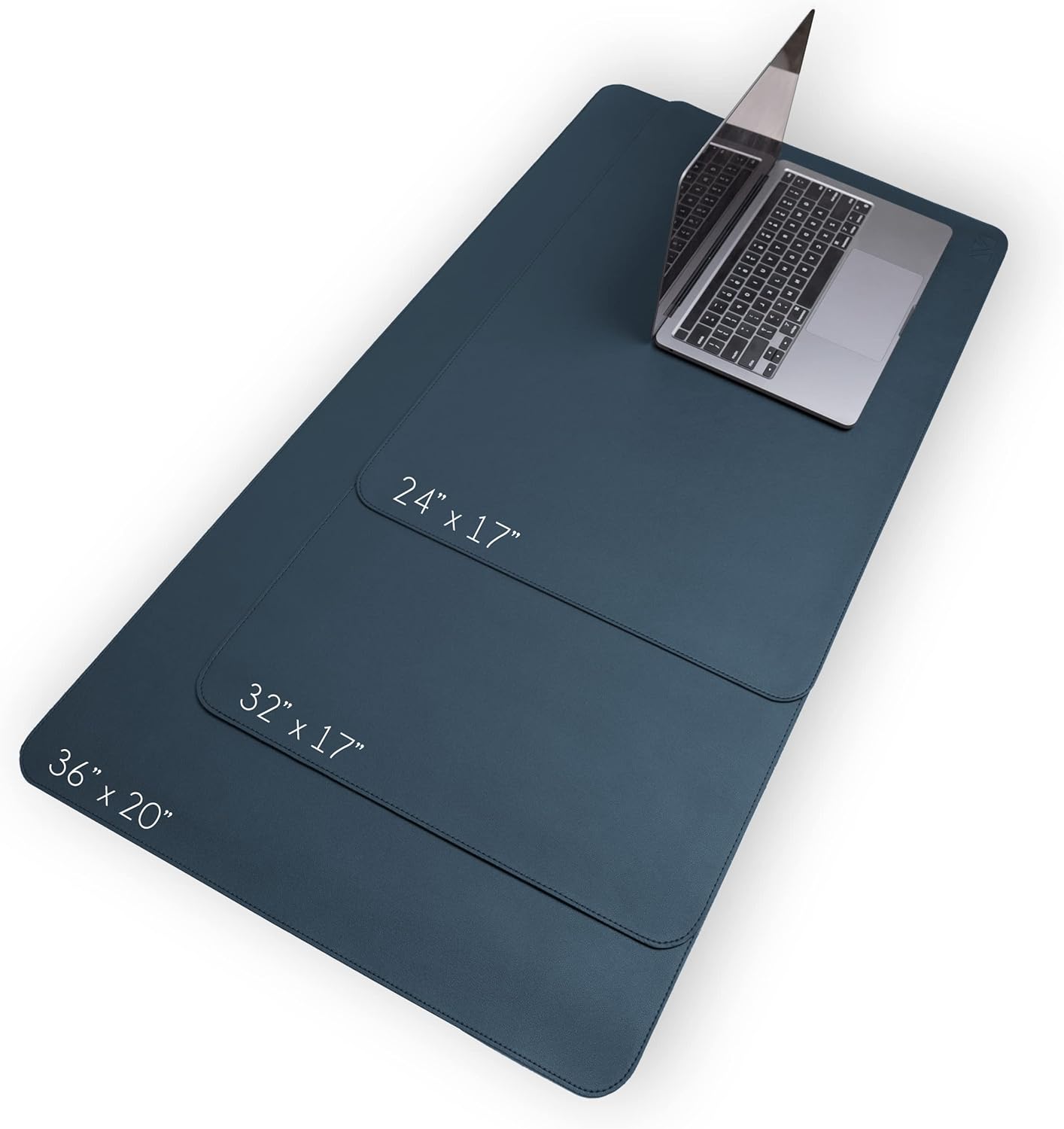 Vine Creations PU Leather Desk Pad, 36" x 20", Non-Slip, Dark Blue