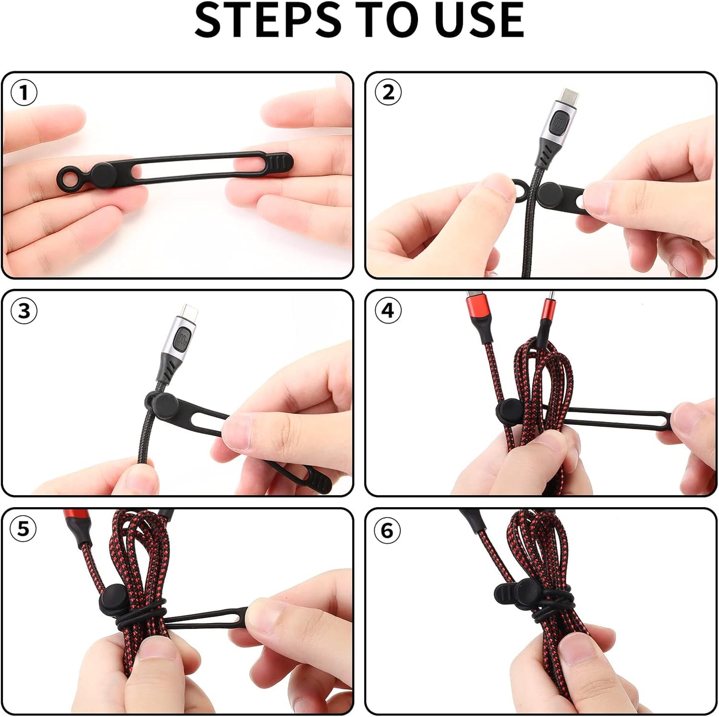 35pcs Silicone Cable Ties,Reusable Cable Management Organizer, Wire Ties，Travel Cord Ties，Cord Organizer for Bundling Cable Cords in Home,Office,Kitchen,School(5 Colors)