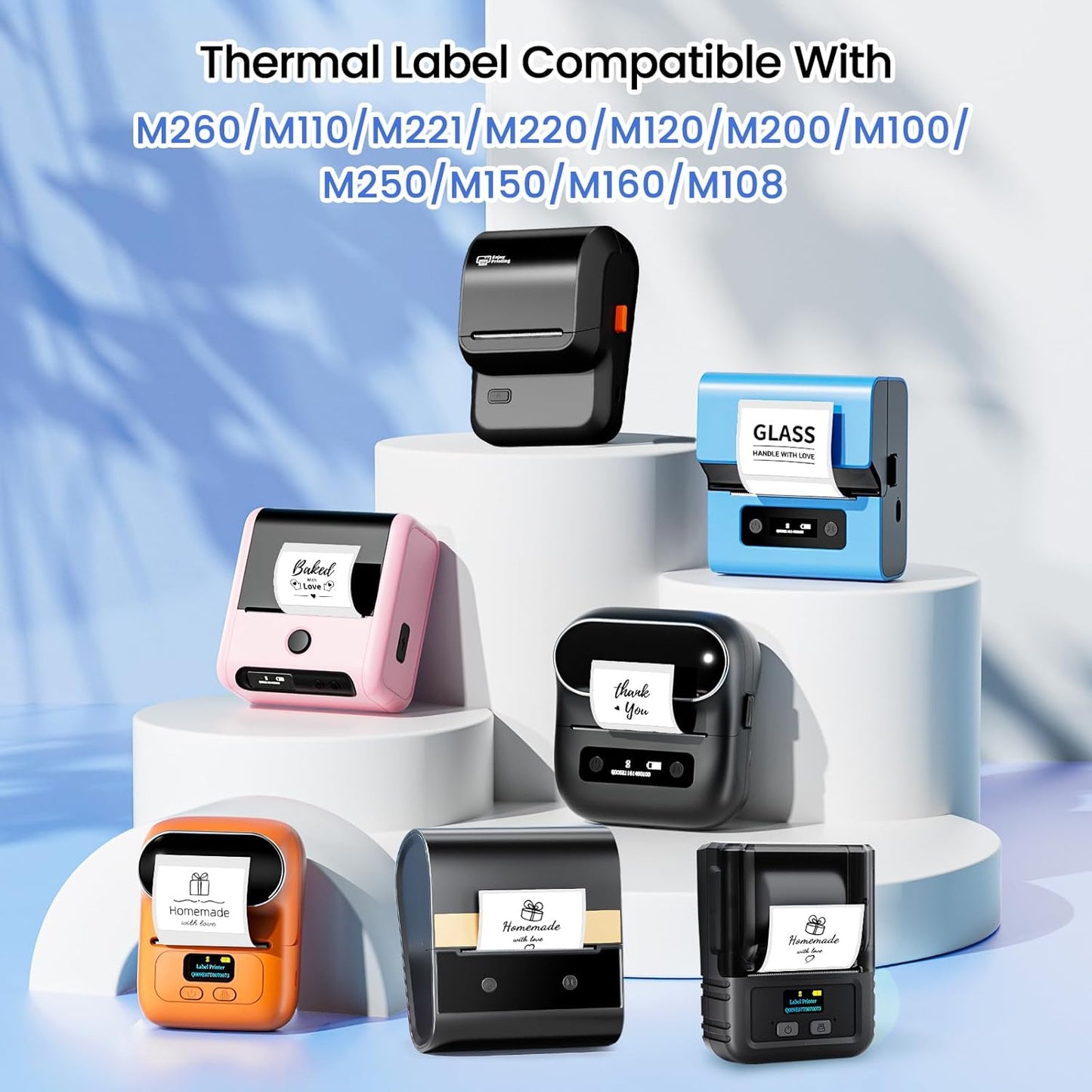M100 Clear Thermal Label 1.57'' x 1.18'' (40 x 30 mm), Multi-Purpose Adhesive Transparent Thermal Labels Compatible with Label Maker M110/ M220/ M221/ M120/ M260/M150/M250, 230 Labels/Roll