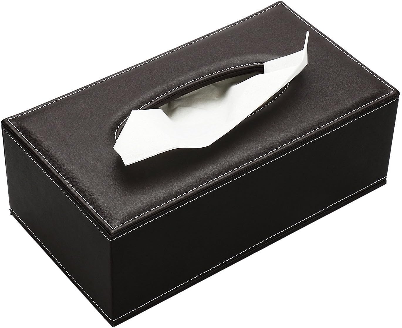 KINGFOM 3PCS/SET Desk Organizer Sets Leatherette Office Accessories Supplies Including Tissue Holder,Pencil Holder and Business Name Cards Stand Brown