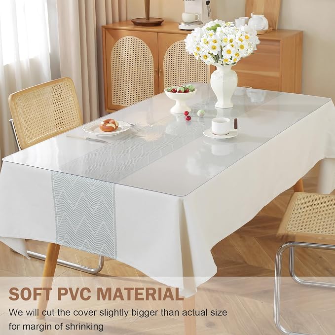 LovePads Clear Table Cover Protector, 16 x 42 Inch 2mm Thick Plastic Table Cover - Image 4