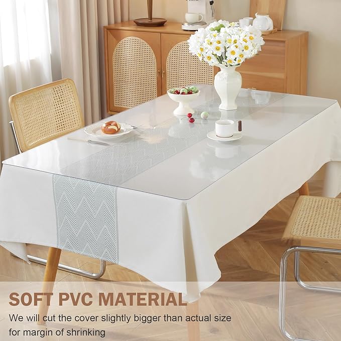 LovePads Clear Table Cover Protector, 44 x 78 Inch 2mm Thick Plastic Table Cover - Image 4