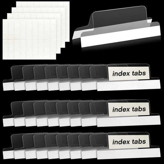 2 Inch Insertable Self-Adhesive Tabs with Printable Inserts with File Folder Labels Sticky Plastic Index Clear Divider Stick on File Self Adhesive for Book Page(50 Pieces)
