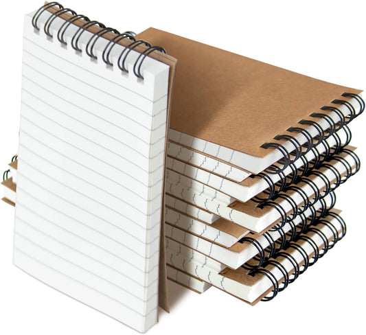 Pocket Notebooks Set of 12, Small 3x5 Spiral Notepads, Office Style Mini Notebook, Small Notepad Pocket Size, Memo Pads for Home, College, Work or School - Lined College Ruled Paper