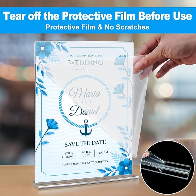 EHWINE 16 Pack Acrylic Sign Holders 5x7 Double-Sided Tabletop Display Stands - Image 2