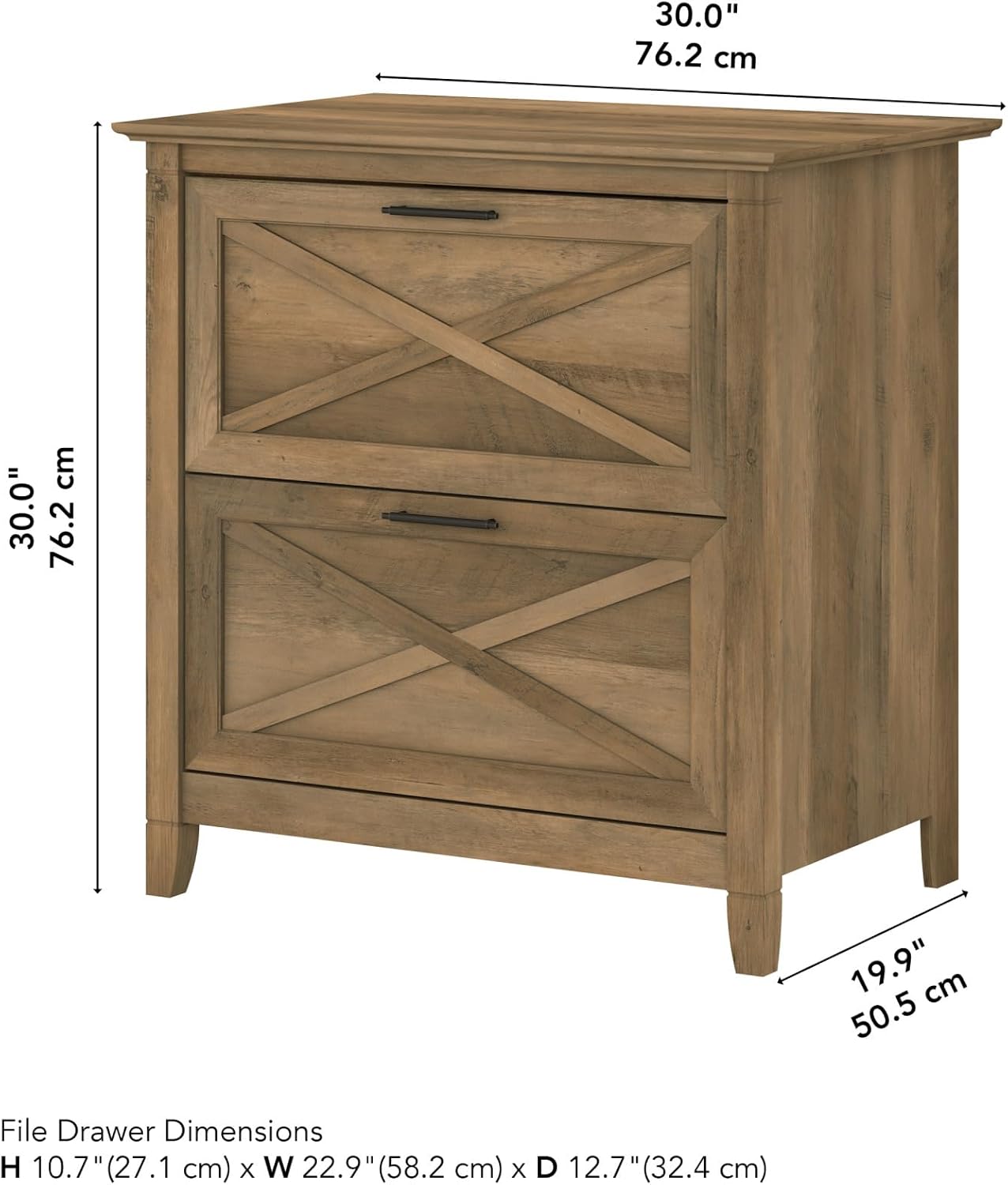 Bush Furniture Key West Lateral File Cabinet, Modern Farmhouse 2 Drawer File Cabinet for Home Office