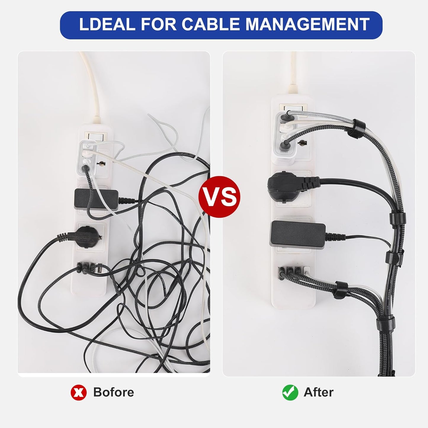 Reusable Cable Ties, 126 PCS 6 Inches Adjustable Cord Straps Wire Organizer Cord Wrap and Hook Loop Cable Management