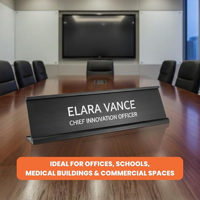 2" x 10" Aluminum Office Desk Nameplate Sign Holder 5 Pack - Image 4